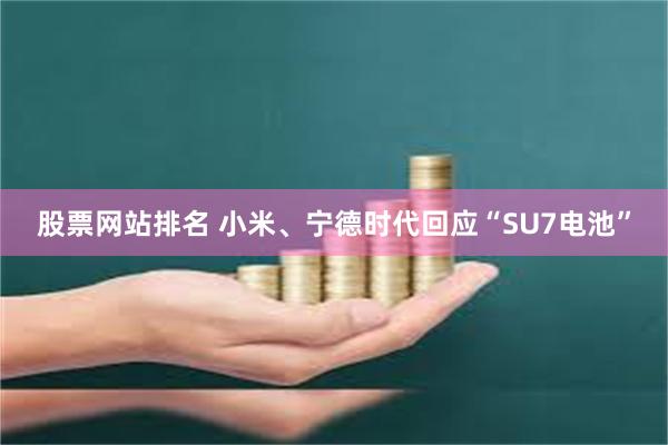 股票网站排名 小米、宁德时代回应“SU7电池”