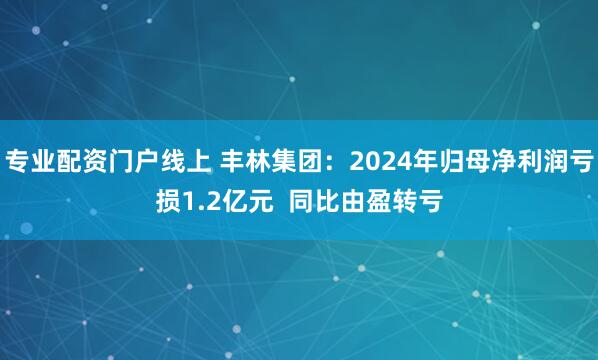专业配资门户线上 丰林集团：2024年归母净利润亏损1.2亿元  同比由盈转亏