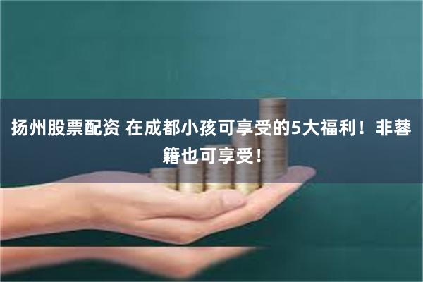扬州股票配资 在成都小孩可享受的5大福利!非蓉籍也可享受!